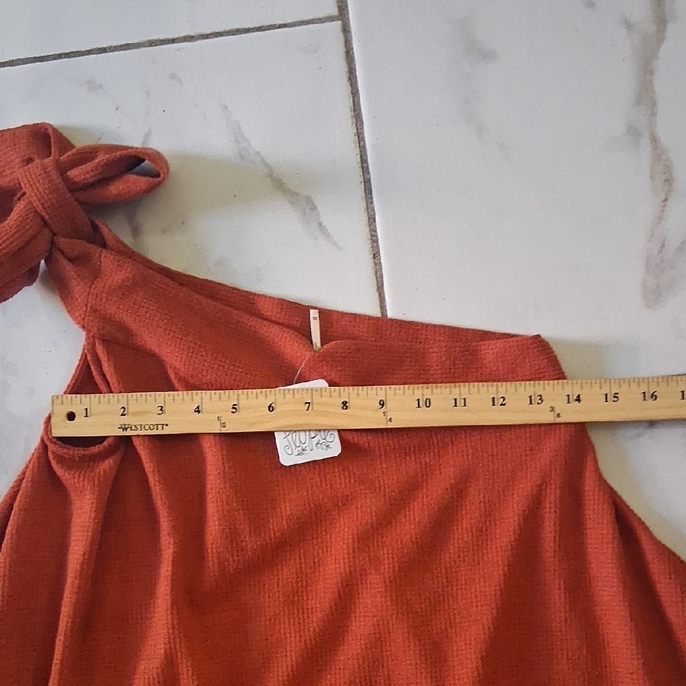 Free People One-Shoulder Rust Orange Ruffle Dress - Picture 4 of 10